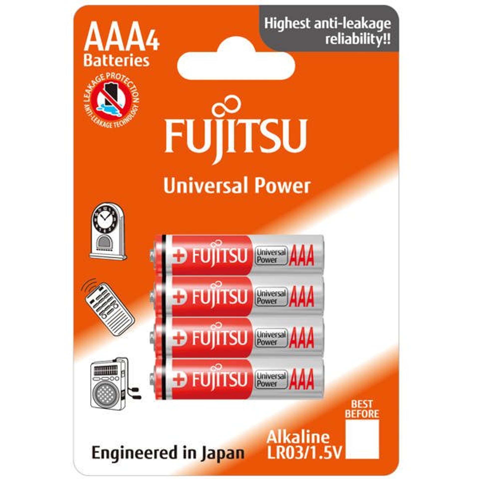 

FUJITSU Bateria alkaliczna, LR03 AAA, 1.5V, 4szt, blister