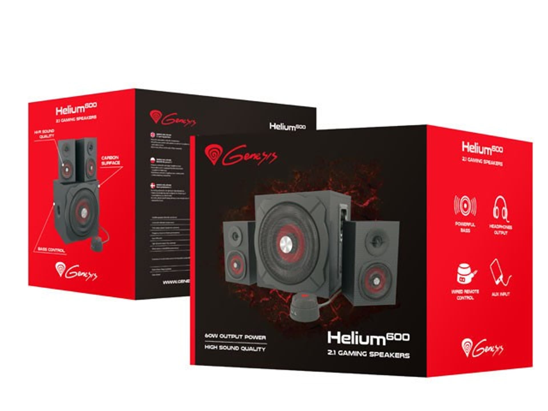 

Głośniki 2.1 Helium 600 RMS 60 W (pilot na kablu)