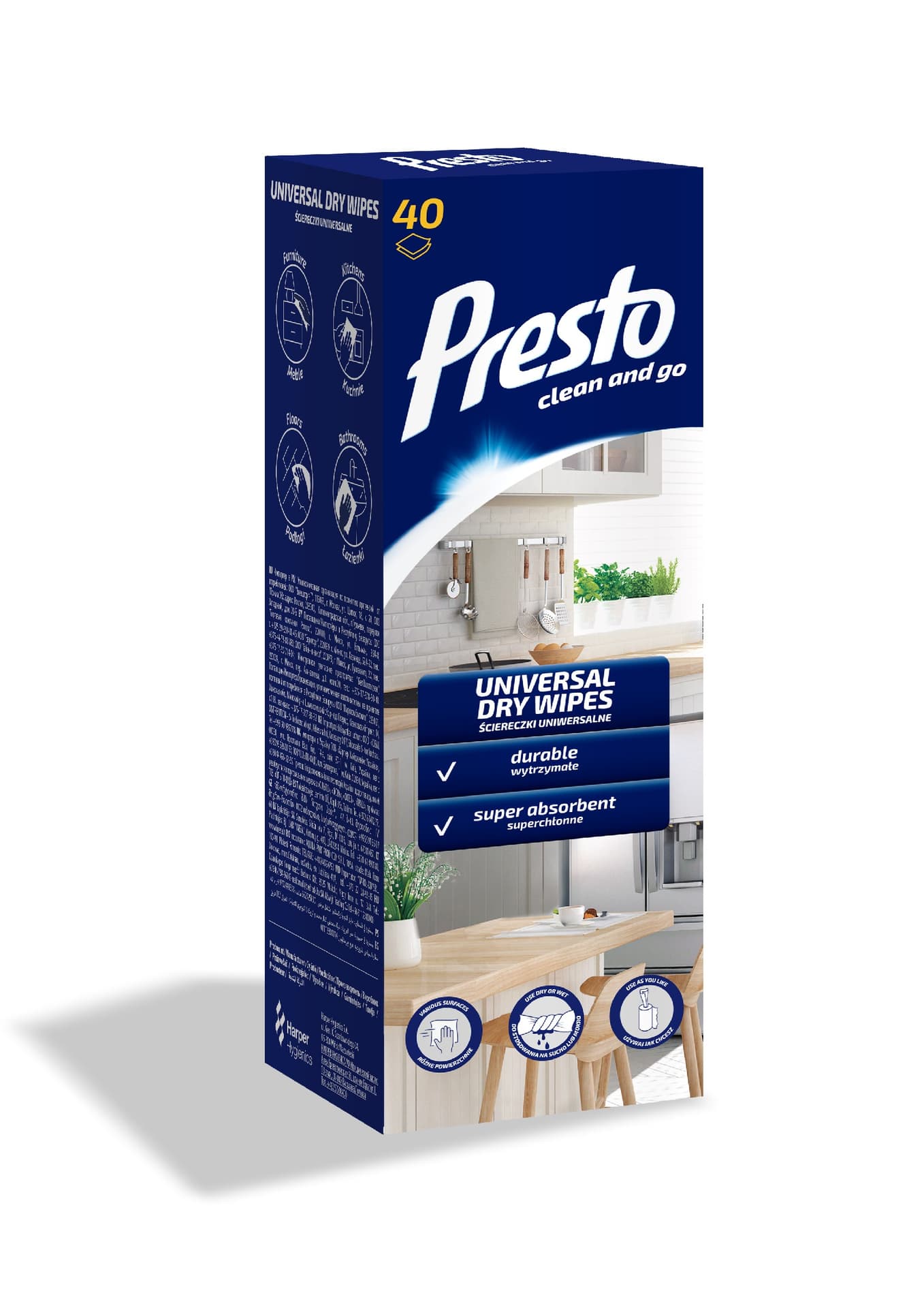 

Presto Suche Ściereczki uniwersalne w pudełku 1op.-40szt