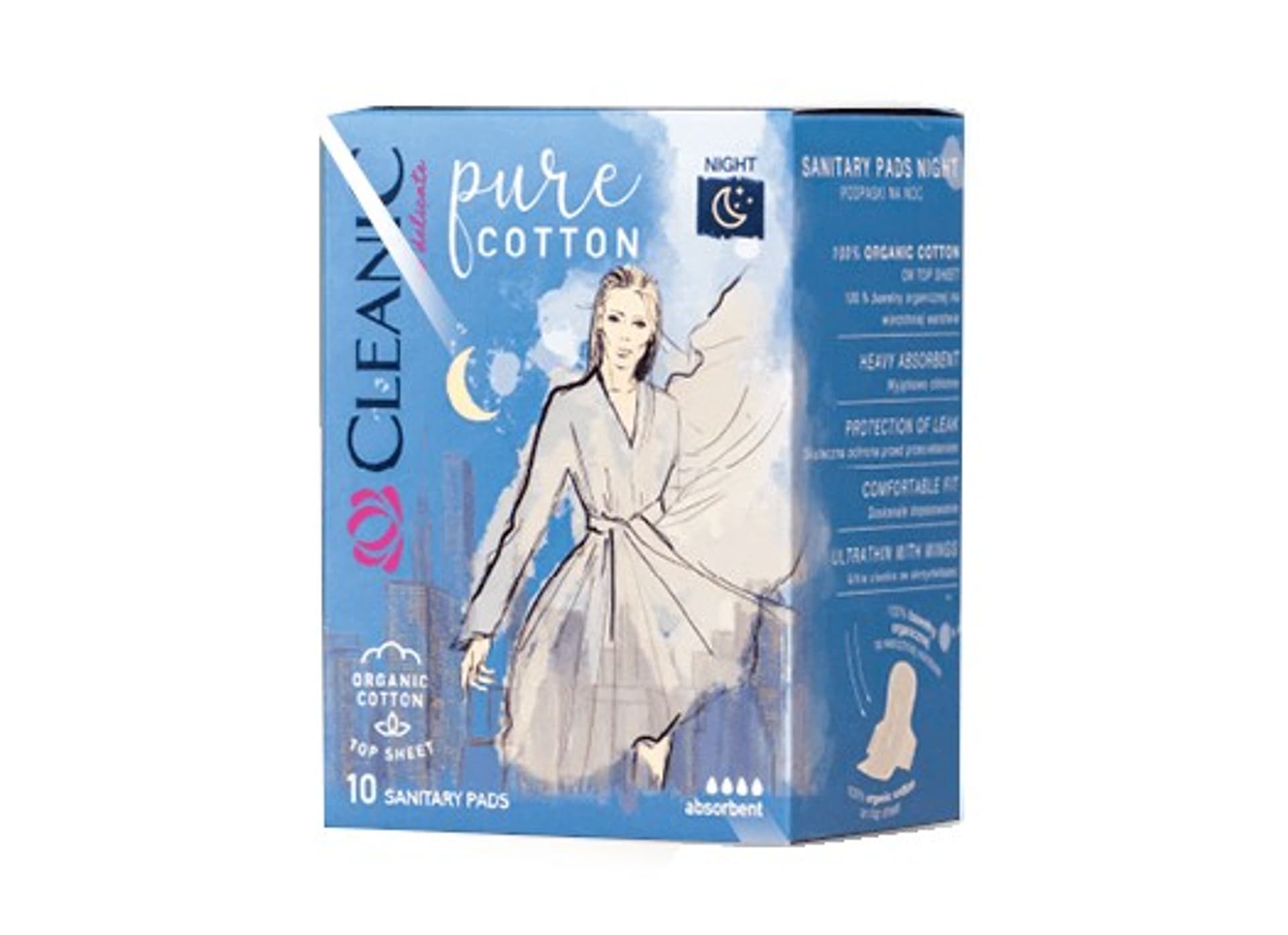 

Cleanic Pure Cotton Podpaski higieniczne Organic - na noc 1op.-10szt