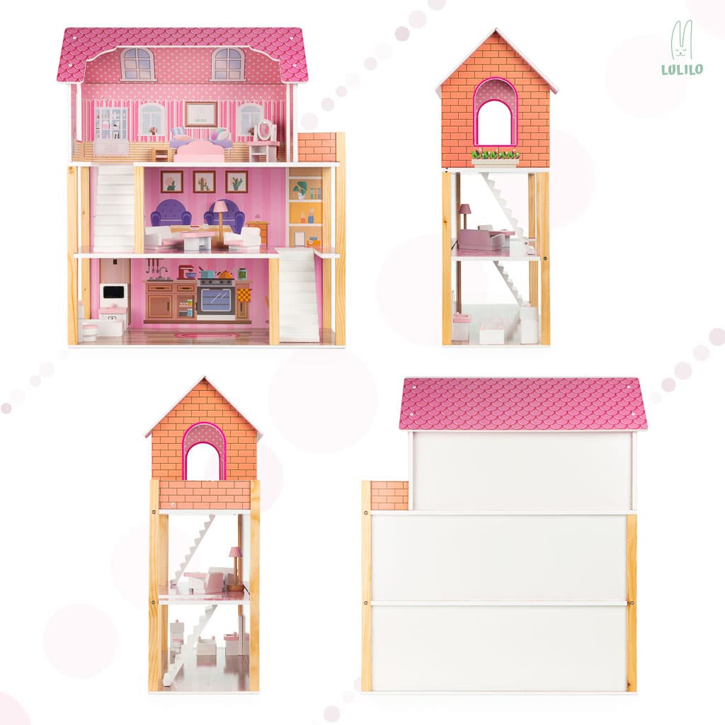 

Domek dla lalek różowy drewniany LULILO Tulipo 70cm
