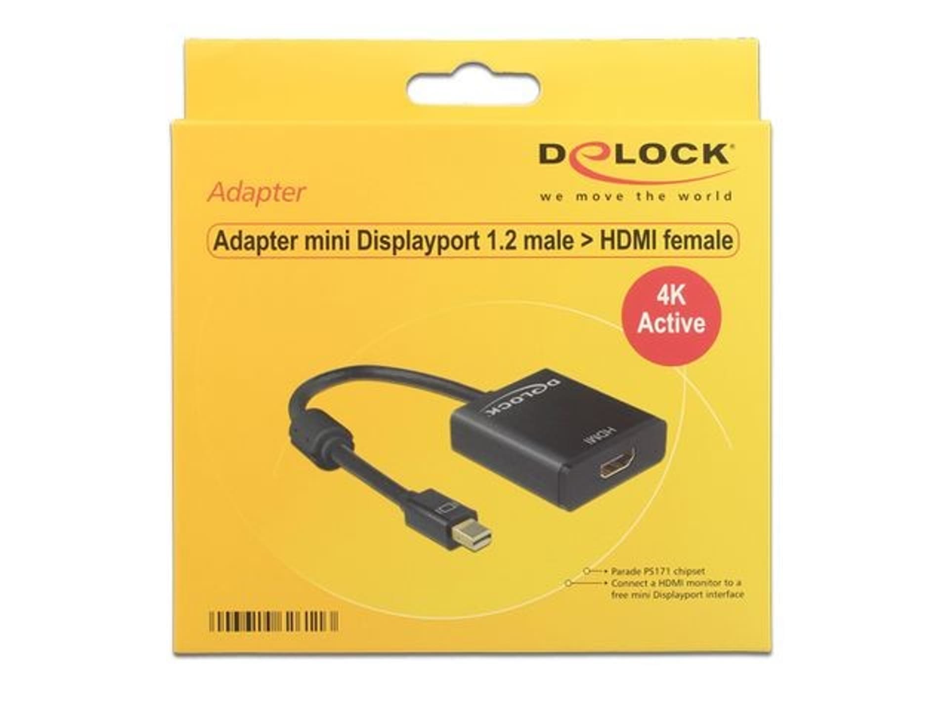 

Adapter Displayport Mini 1.2(M)->HDMI(F) aktywny na kablu, F) aktywny na kabl