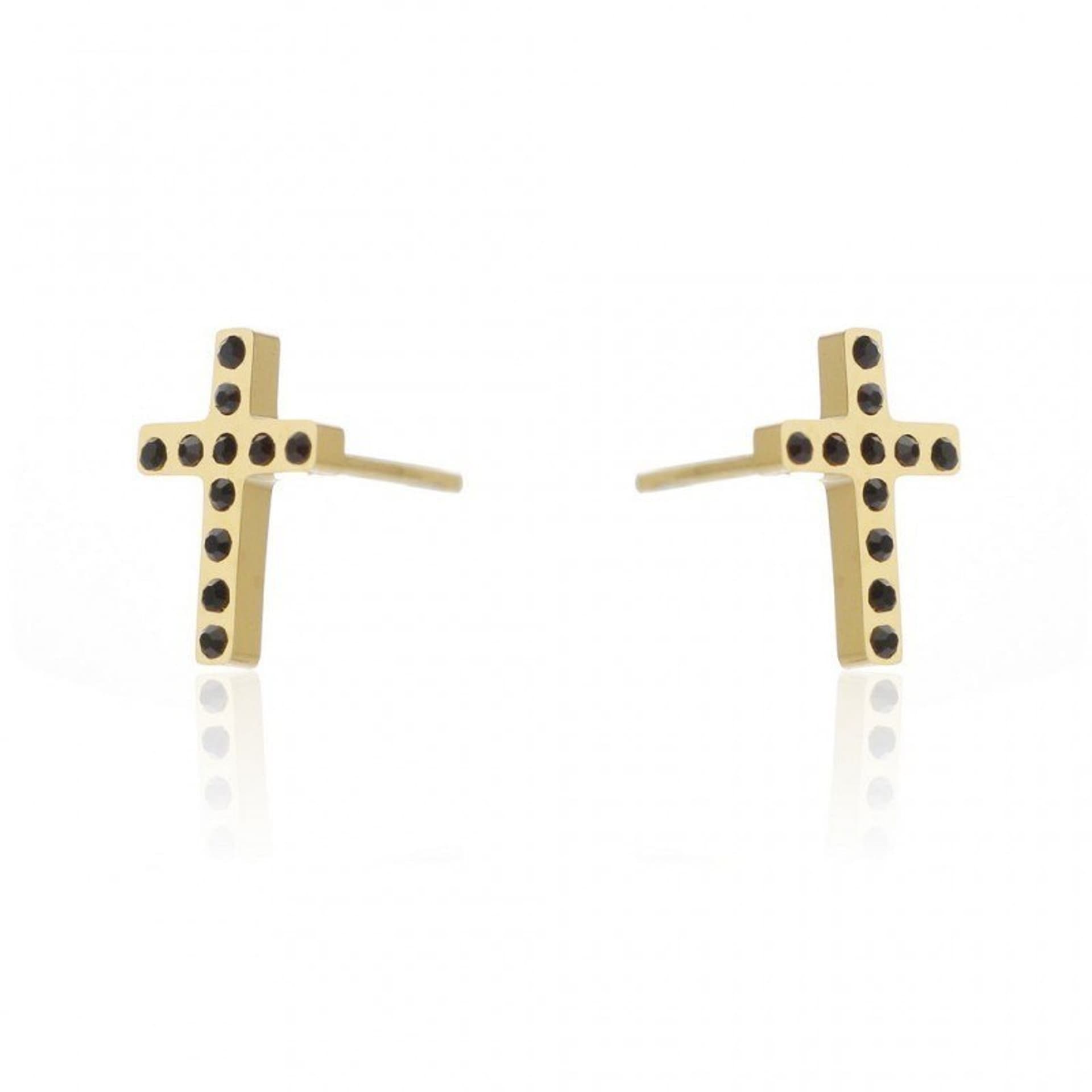 

Biżuteria - Kolczyki ze stali szlachetnej - Cross Black 1 para