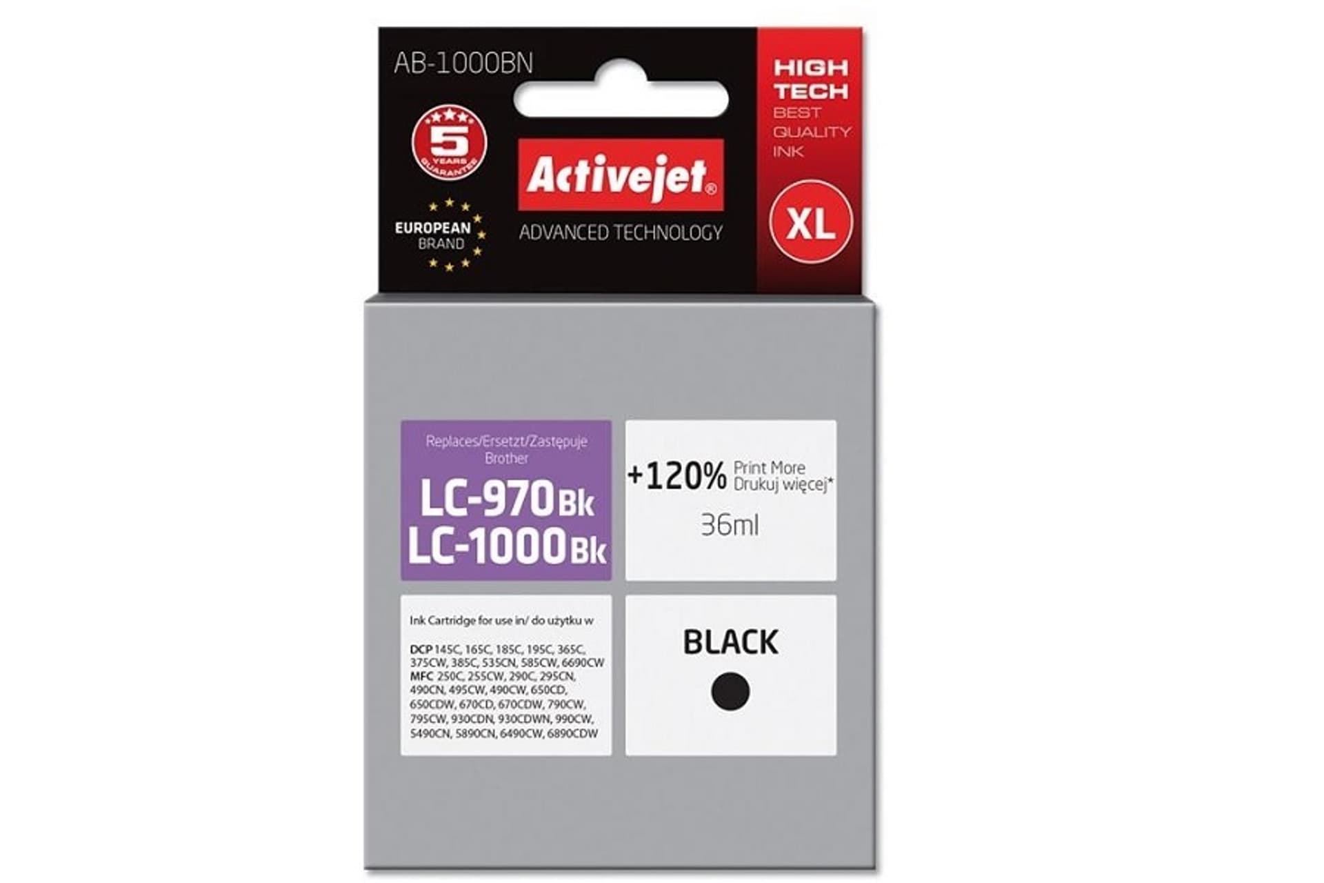 

Activejet AB-1000BN Tusz (zamiennik Brother LC1000BK/970BK; Supreme; 35 ml; czarny) . Drukuje więcej o 120%.