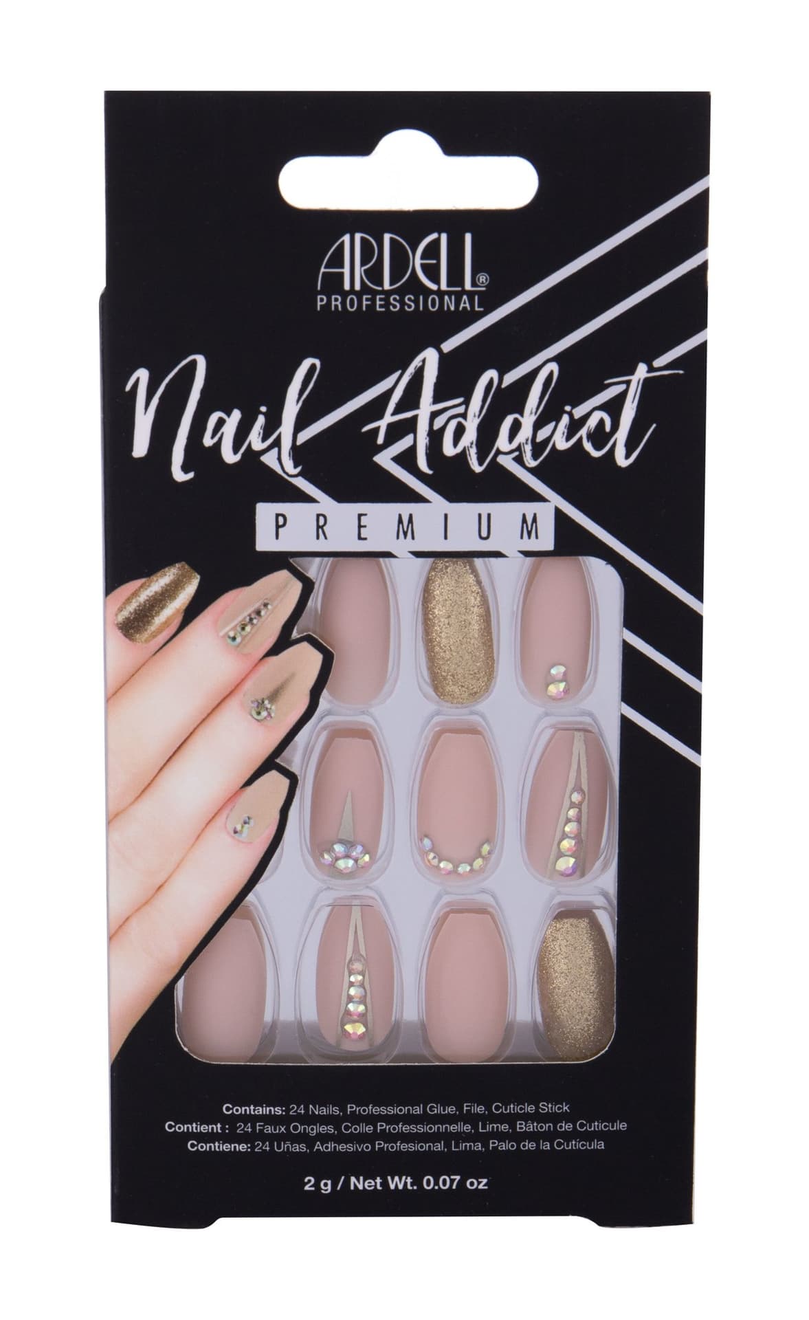 

Ardell Nude Jeweled Premium Nail Addict Lakier do paznokci 24 szt Sztuczne paznokcie 24 szt + Klej do paznokci 2g + Pilniczek do paznokci 1 szt + Patyczek do paznokci 1 szt (W)