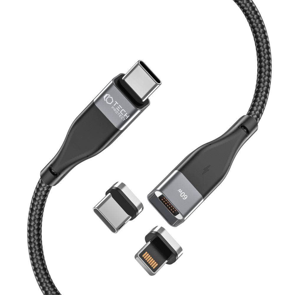 

Kabel Magnetyczny 2w1 3A 1m USB-C - Lightning + USB-C PD Tech-Protect Ultraboost czarny