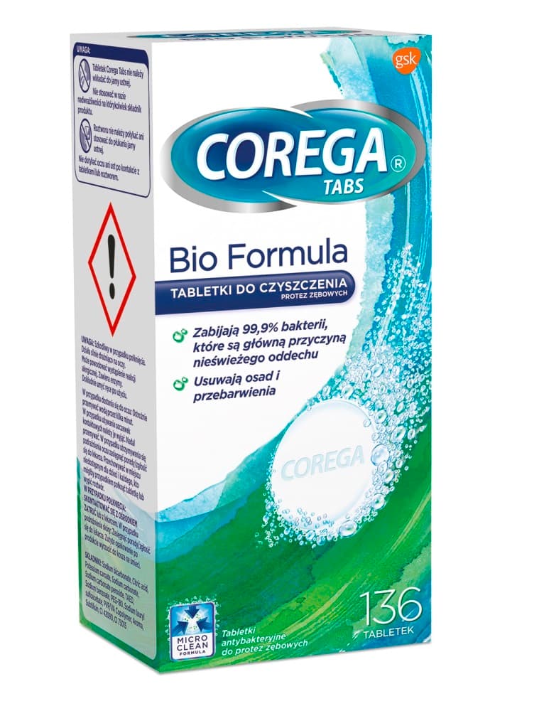 

Corega Tabs Bio Formula tabletki do czyszczenia protez zębowych 136 tabletek