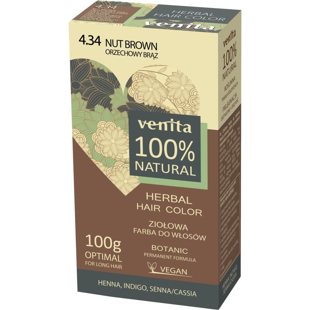 

VENITA Herbal Hair Color ziołowa farba do włosów 4.34 Orzechowy Brąz