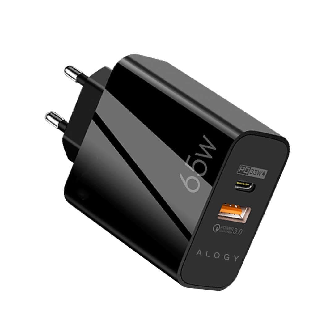 

Ładowarka sieciowa szybka USB-A QC 3.0 Quick Charge + USB-C PD 33W 65W Alogy czarna