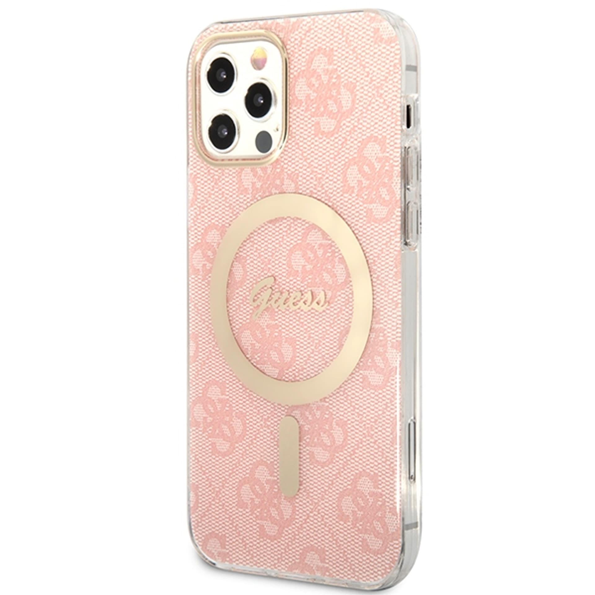 

Zestaw Guess GUBPP12MH4EACSP Case+ Charger iPhone 12/12 Pro różowy/pink hard case 4G Print MagSafe