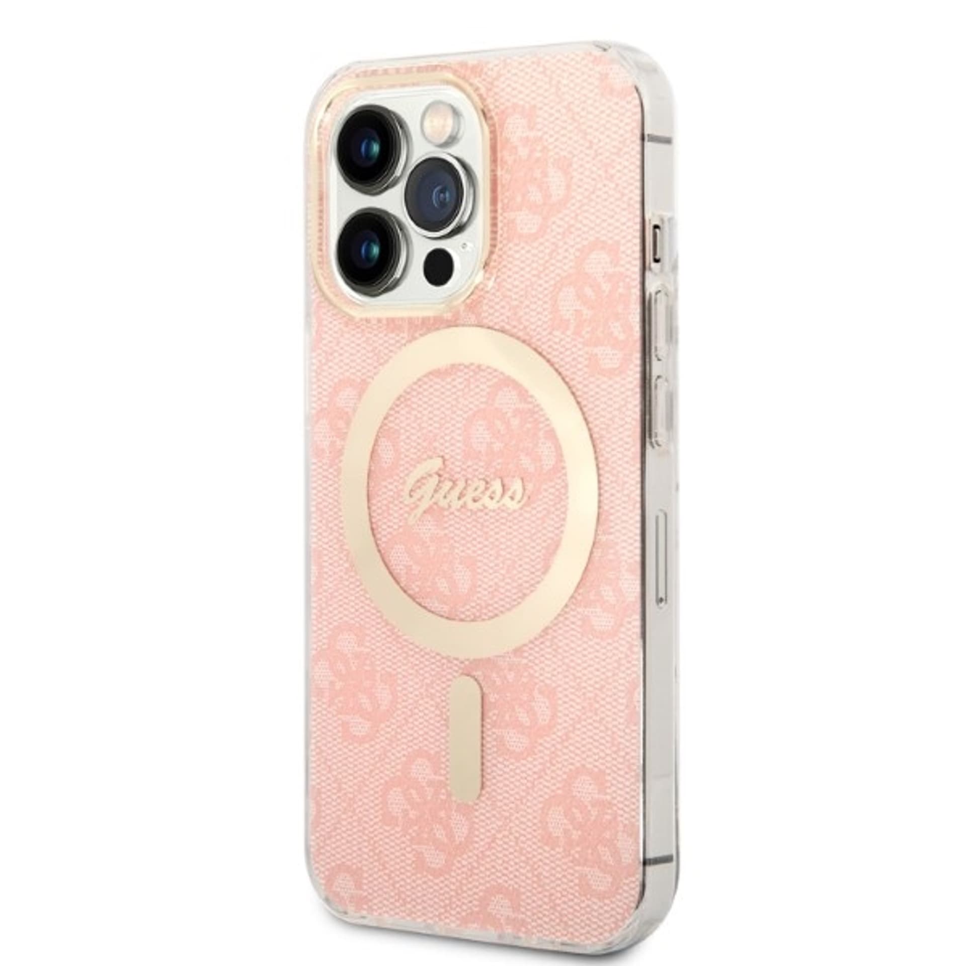 

Zestaw Guess GUBPP13XH4EACSP Case+ Charger iPhone 13 Pro Max różowy/pink hard case 4G Print MagSafe