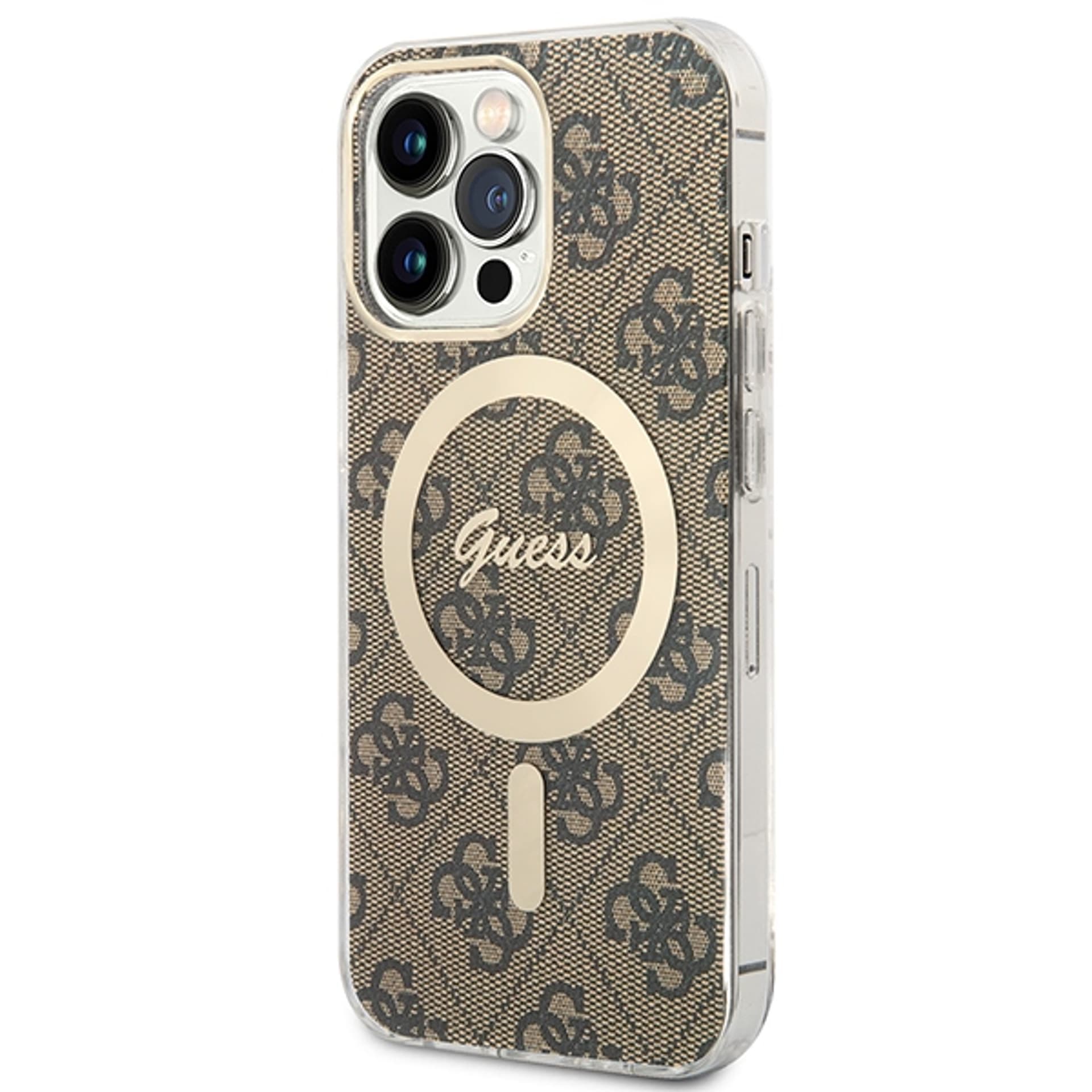 

Zestaw Guess GUBPP13LH4EACSW Case+ Charger iPhone 13 Pro brązowy/brown hard case 4G Print MagSafe