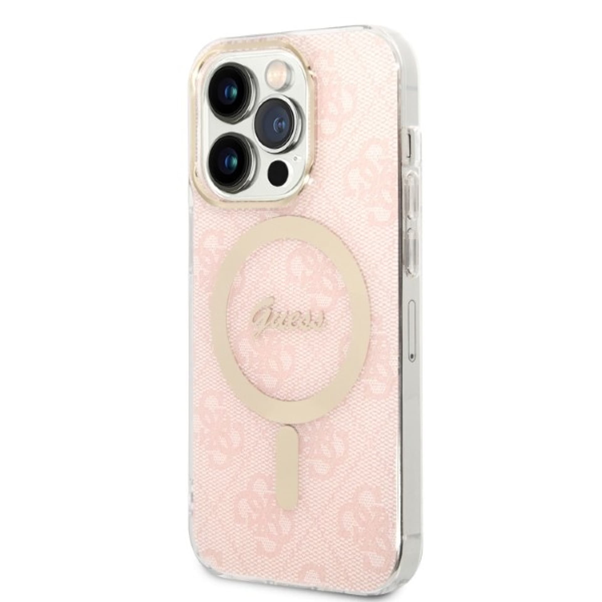 

Zestaw Guess GUBPP14XH4EACSP Case+ Charger iPhone 14 Pro Max 6,7" różowy/pink hard case 4G Print MagSafe
