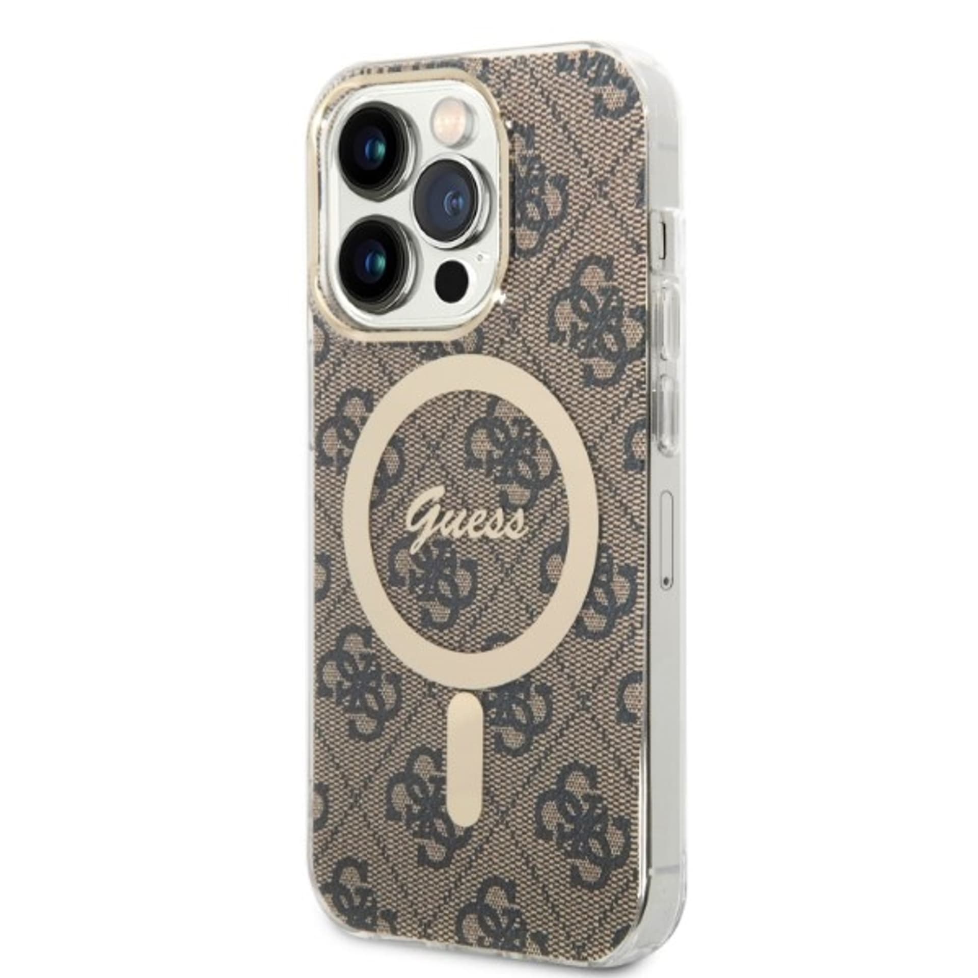 

Zestaw Guess GUBPP14LH4EACSW Case+ Charger iPhone 14 Pro 6,1" brązowy/brown hard case 4G Print MagSafe