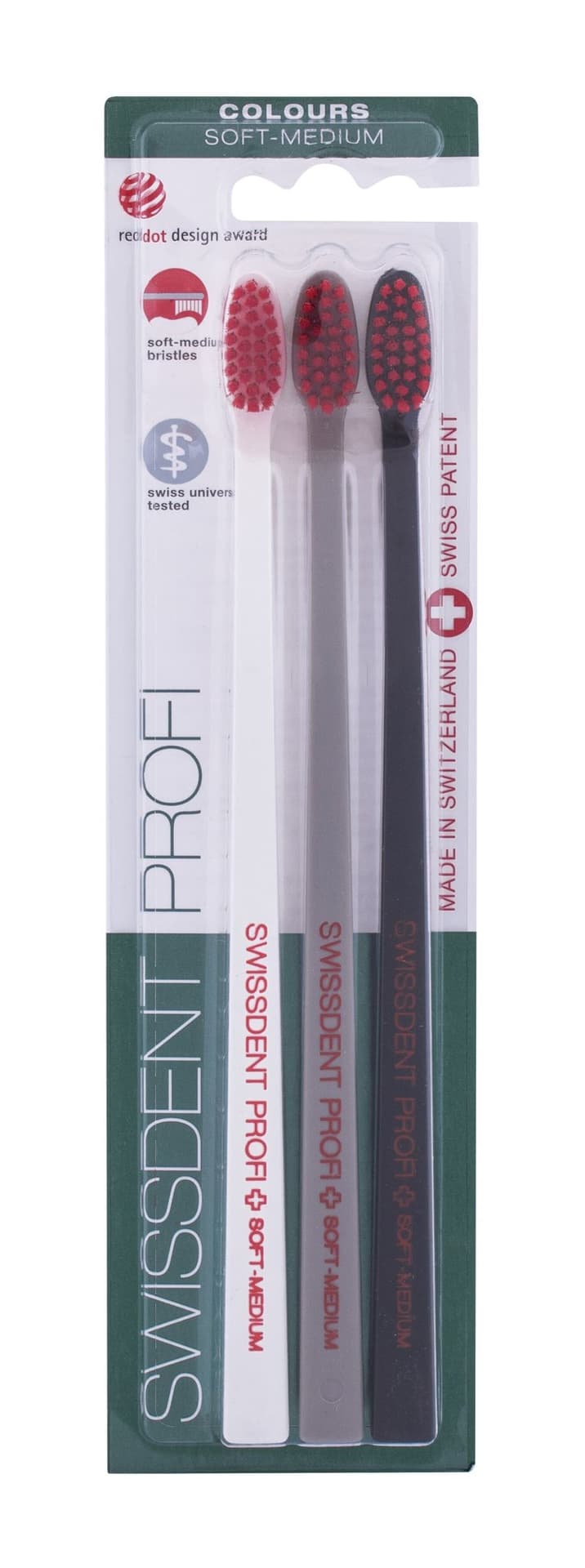 

Swissdent White, Grey, Black Colours Trio Profi Soft-Medium Szczoteczka do zębów 3 szt (U)