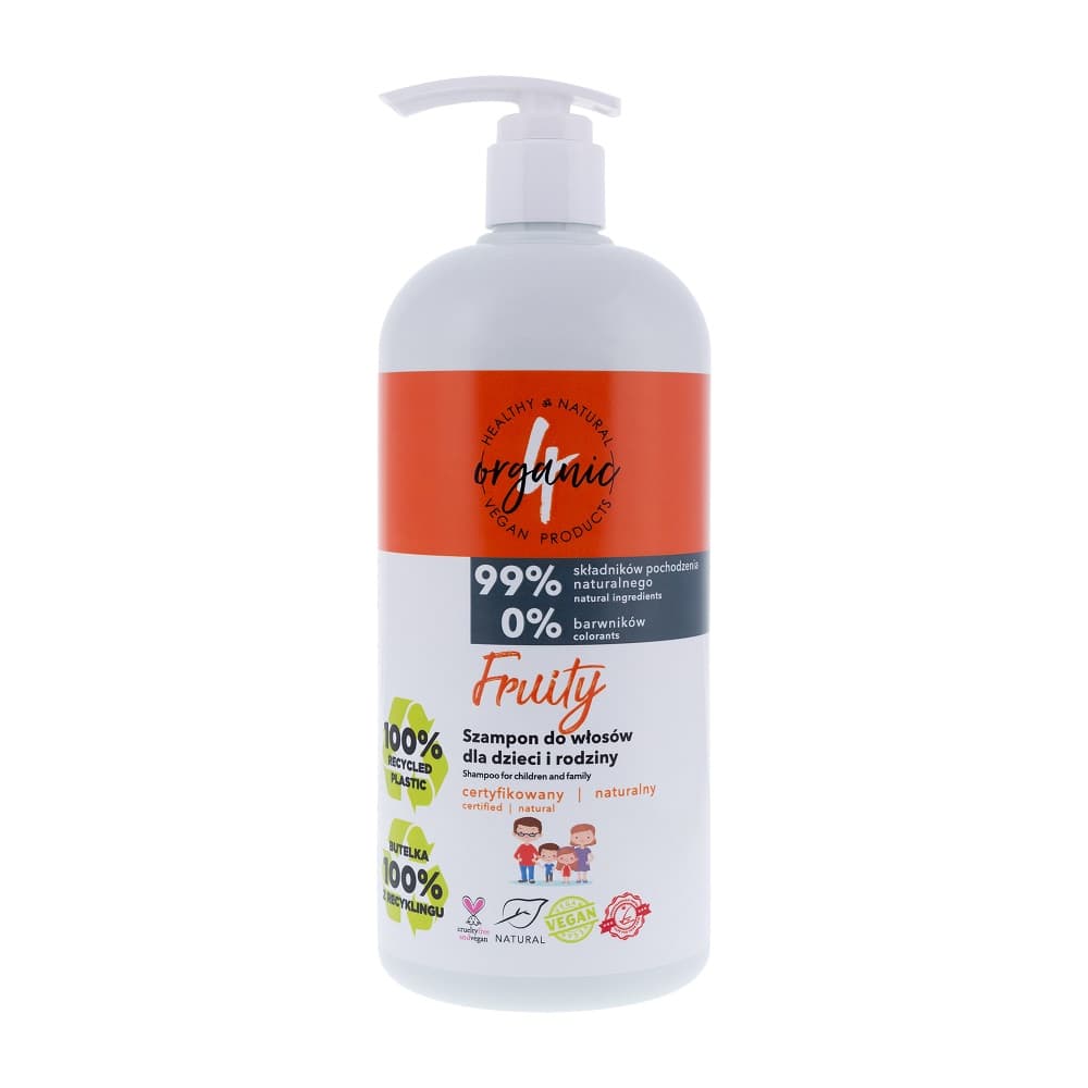 

4organic Fruity naturalny szampon do włosów dla dzieci i rodziny 1000ml