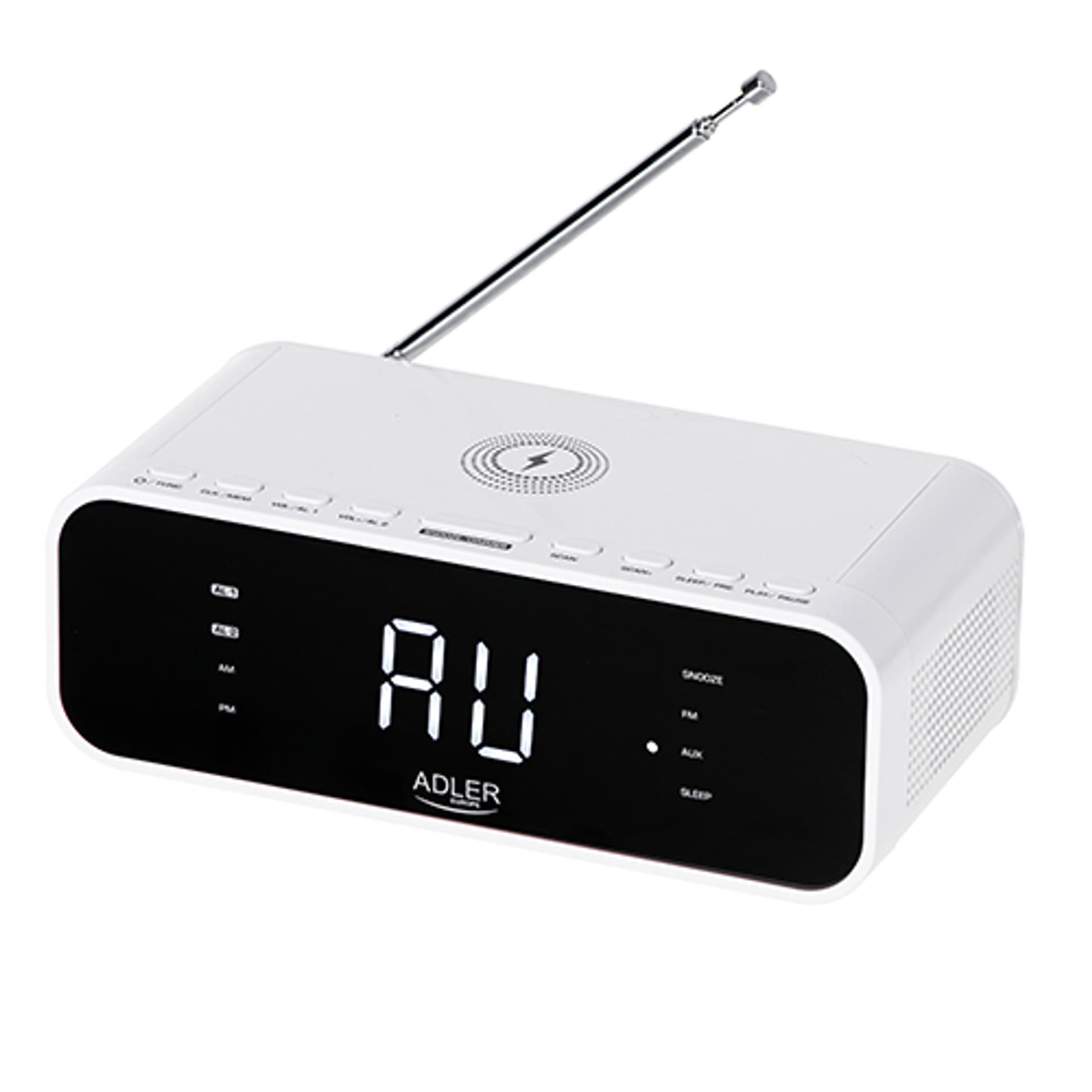 

AD 1192W Radiobudzik z bezprzewodową ładowarką i fm