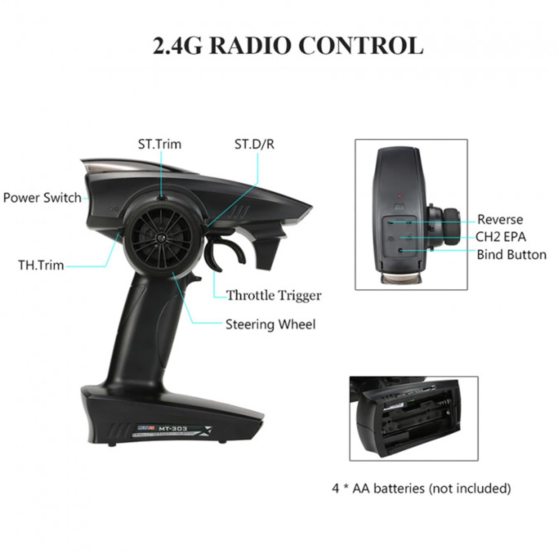 

Radio pistoletowe Himoto MT-303 3CH 2.4GHz