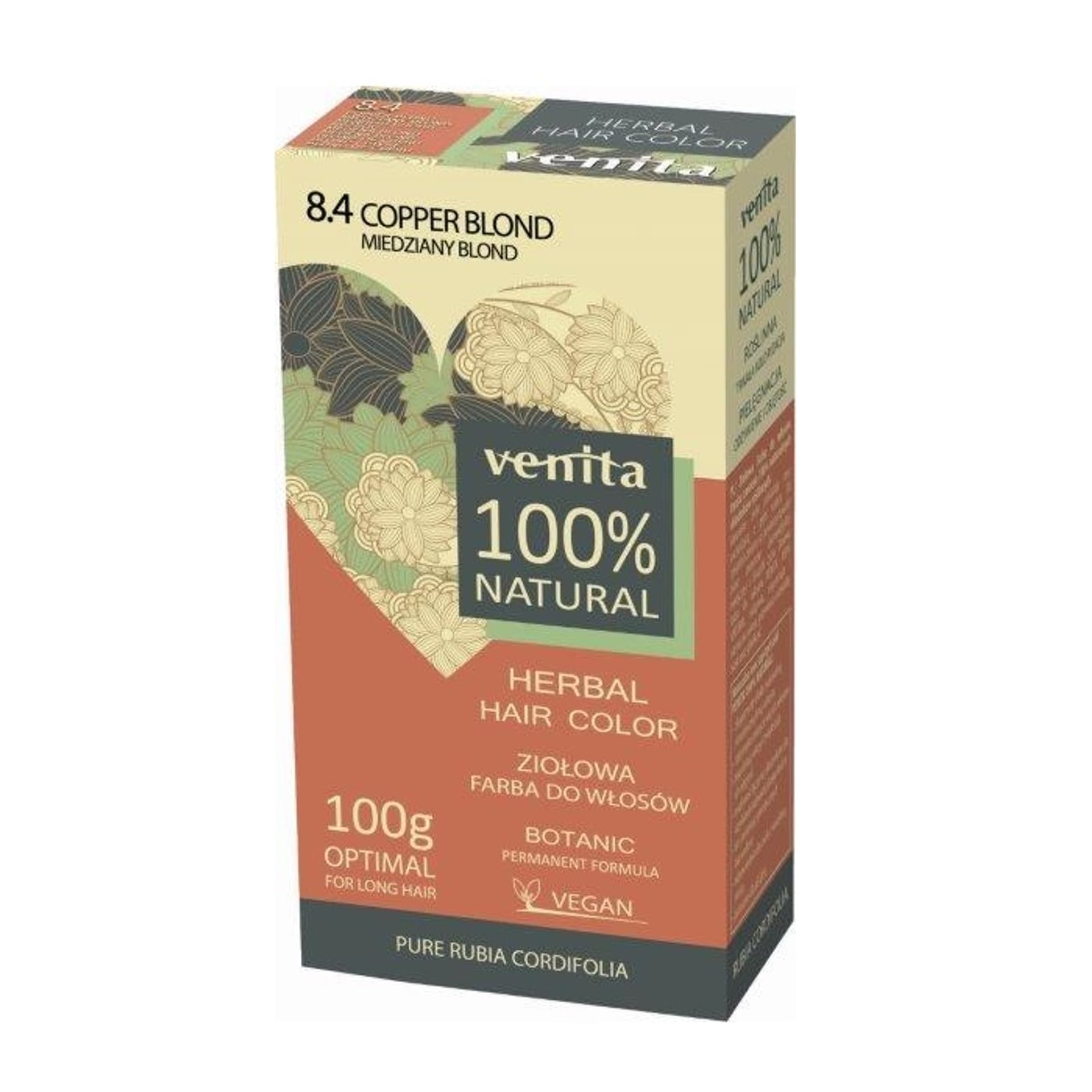 

VENITA Herbal Hair Color ziołowa farba do włosów 8.4 Miedziany Blond