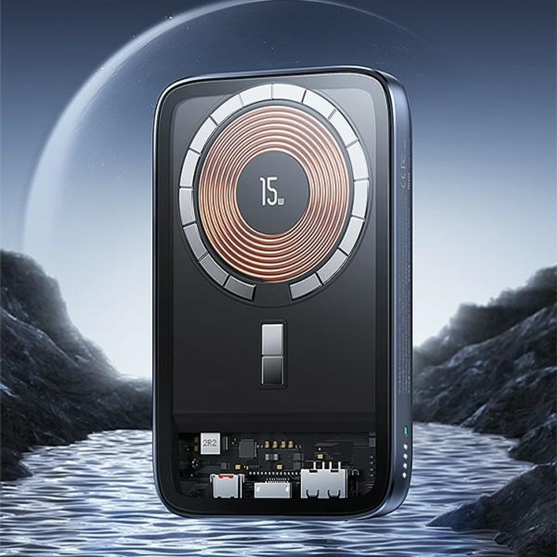 

USAMS Powerbank PB67 10000mAh 15W QC3.0+PD Magnetic Wireless Fast Charge stalowy/tarnish 10KCD18401 (US-CD184)