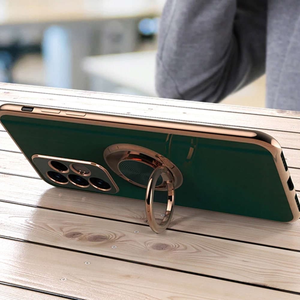 

Etui Alogy TPU Luxury Ring Case z uchwytem na palec do Samsung Galaxy A53 5G zielone ze złotą ramką