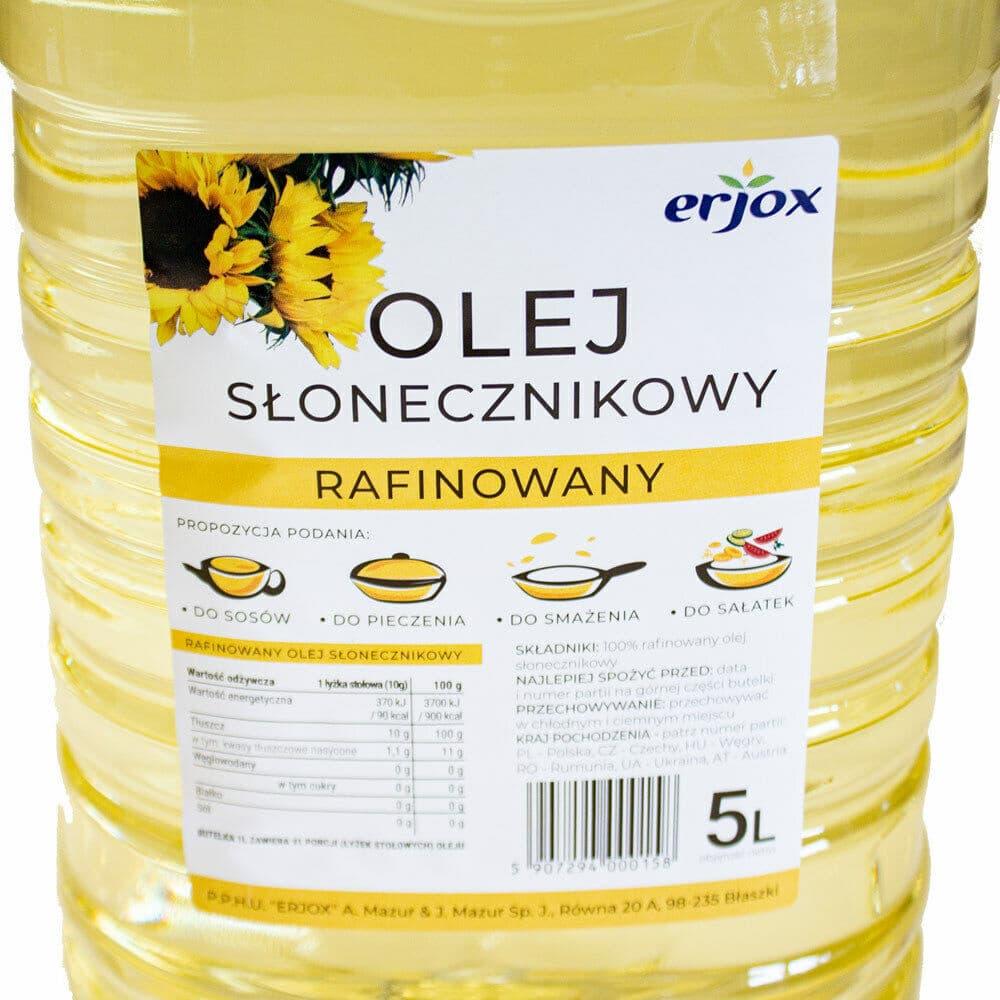 

Olej Słonecznikowy 5L Rafinowany do smażenia gotowania bańka