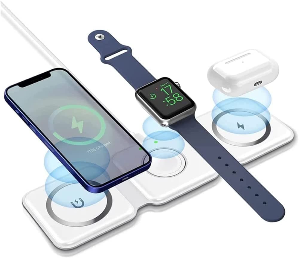 

Ładowarka Indukcyjna / Bezprzewodowa 3w1 15W Smartfon, Apple Watch, AirPods P14 Magsafe biała