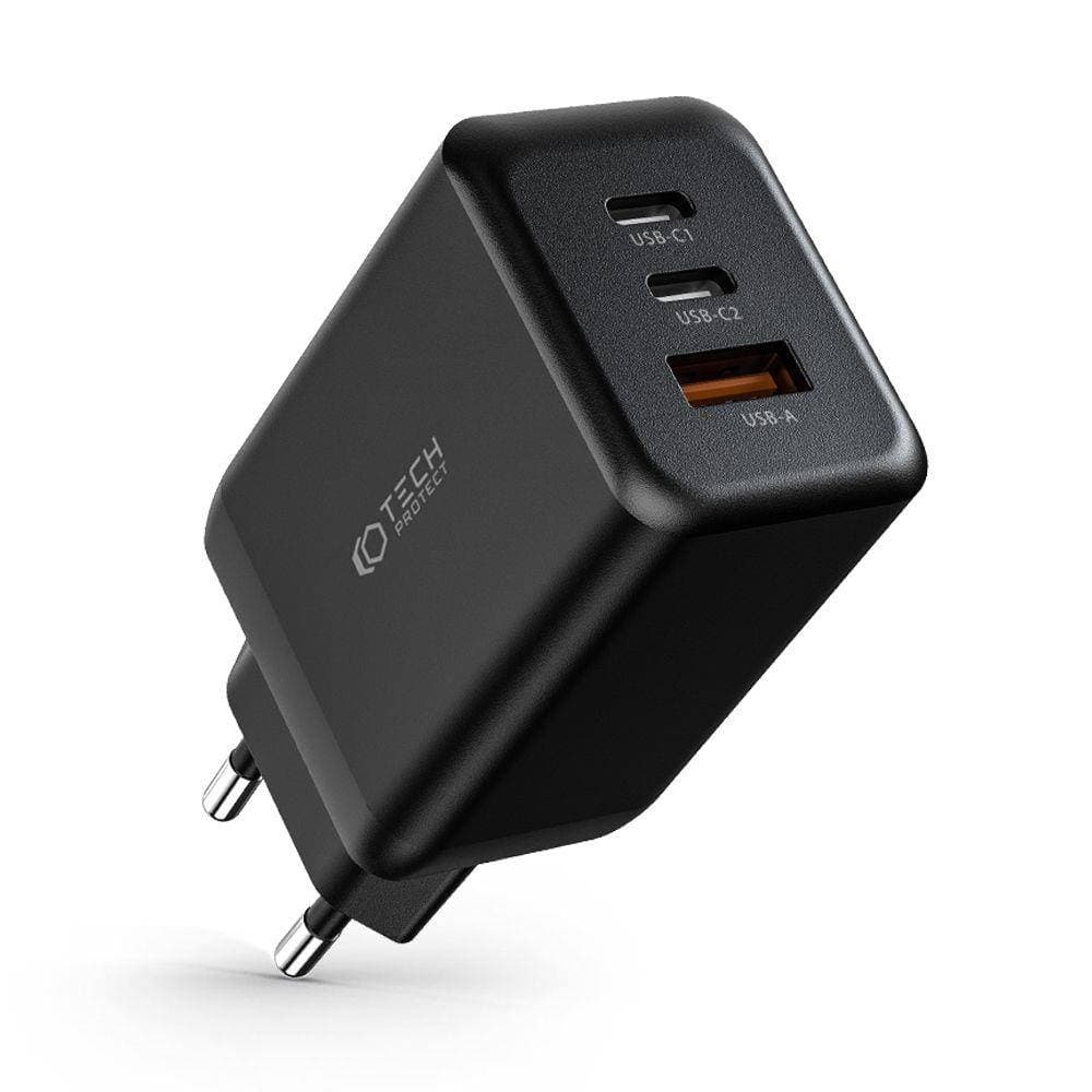 

Ładowarka Sieciowa 65W 2x PD USB-C + QC3.0 USB Tech-Protect C65W czarna