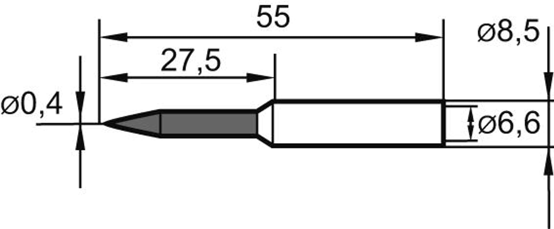 

Grot lutownicy, ostry, wydluzony 0832SDLF 0,4mm Ersa