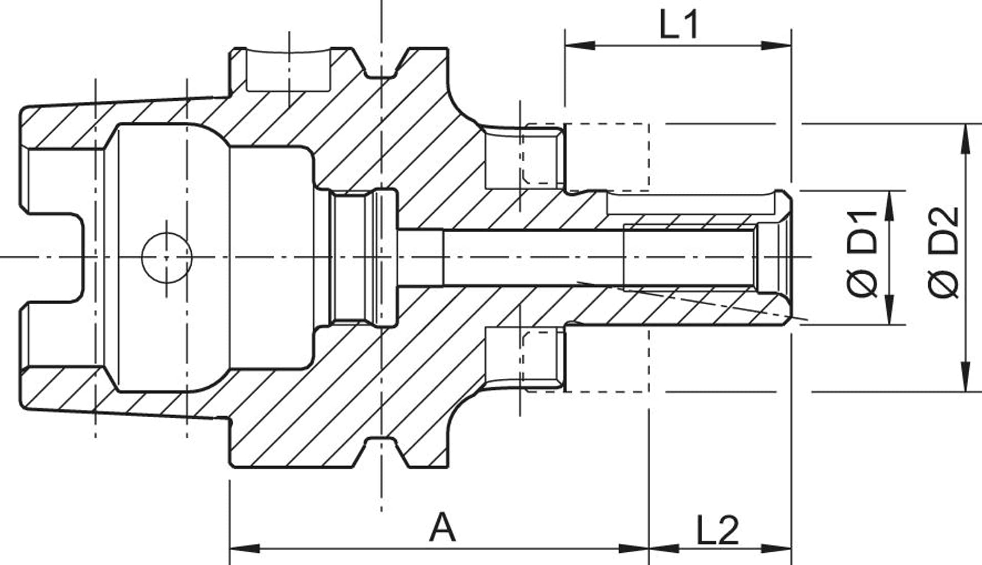 

Trzpien frezar.uniwers. do nasadzania glowicy, DIN69893A HSK-A100 22x100mm HAIMER