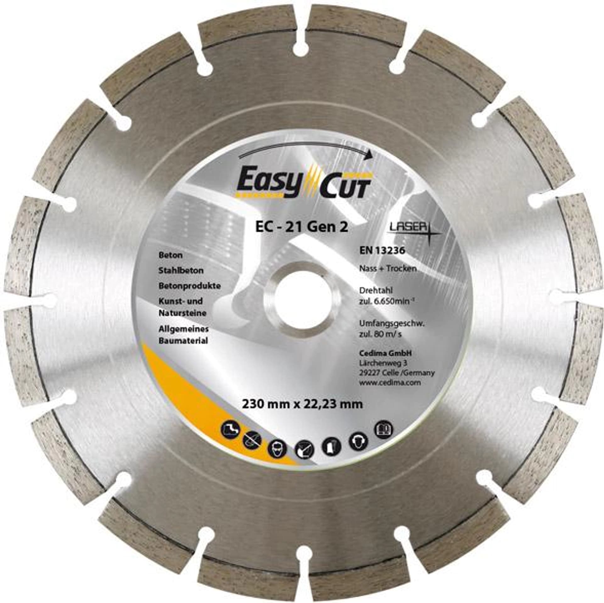 

Diament.tarcza do ciecia EC-21.2 230x2,4x12x22,23mm CEDIMA