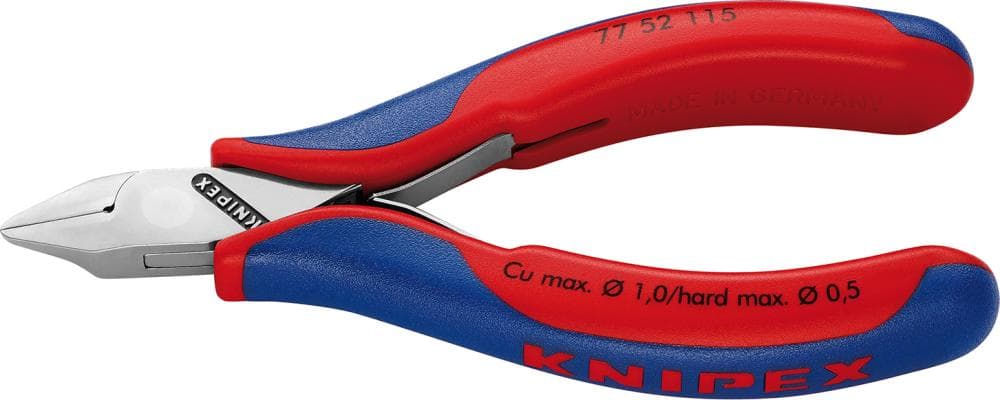 

Szczypce tnące boczne dla elektroników, 115mm, główka płaska, 77 52 115, KNIPEX