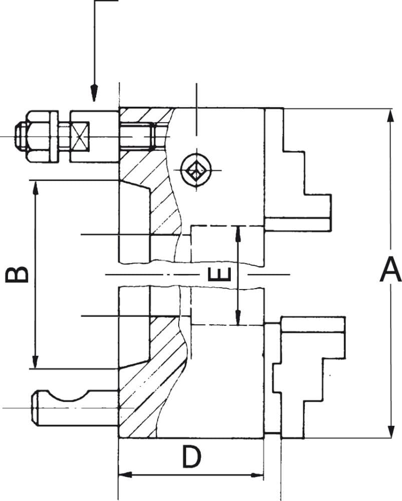 

4-szczekowy uchwyt tok. DIN55027,stal. 160mm KK4 RÖHM