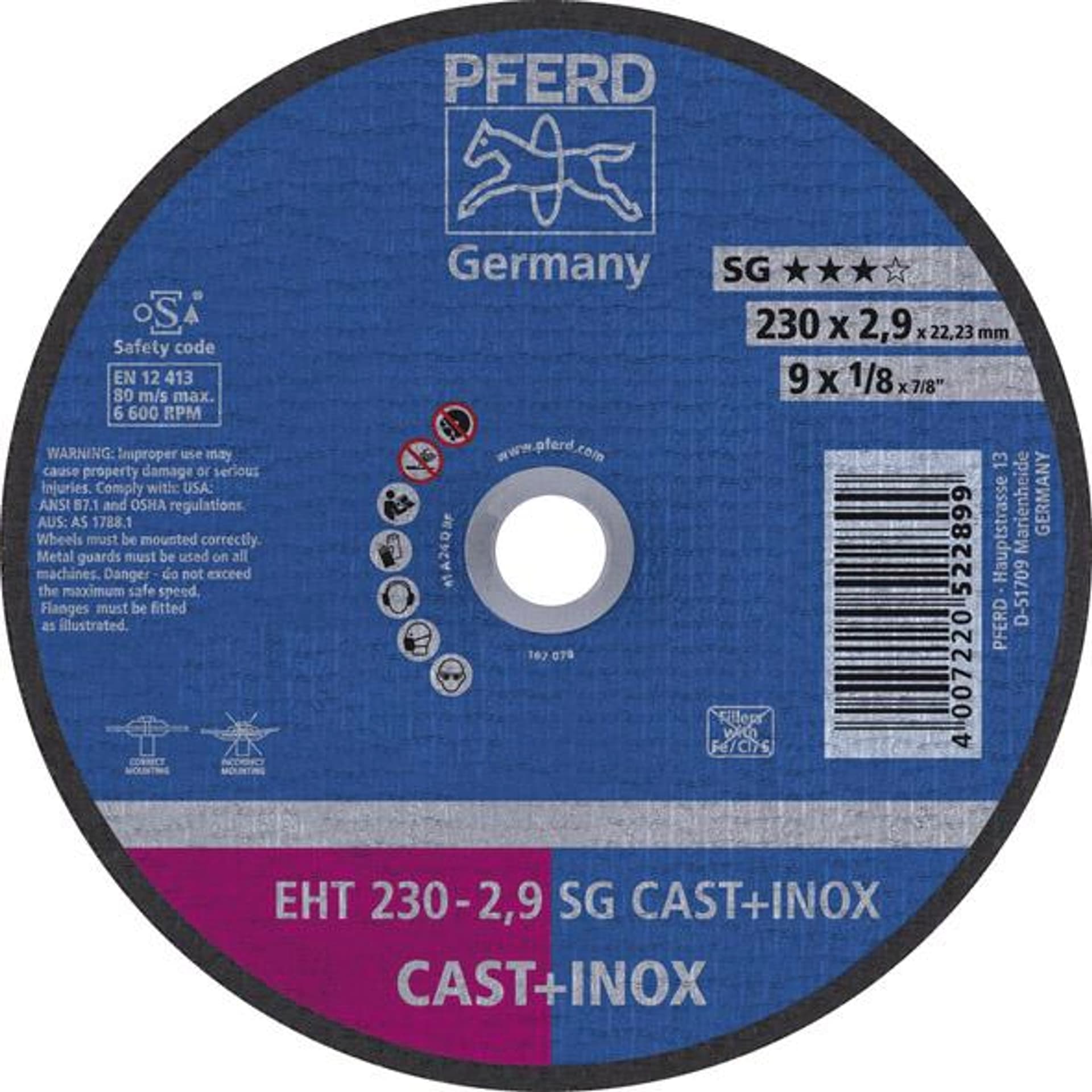 

Tarcza do ciecia, prosta A24QSG 230x2,9mm PFERD