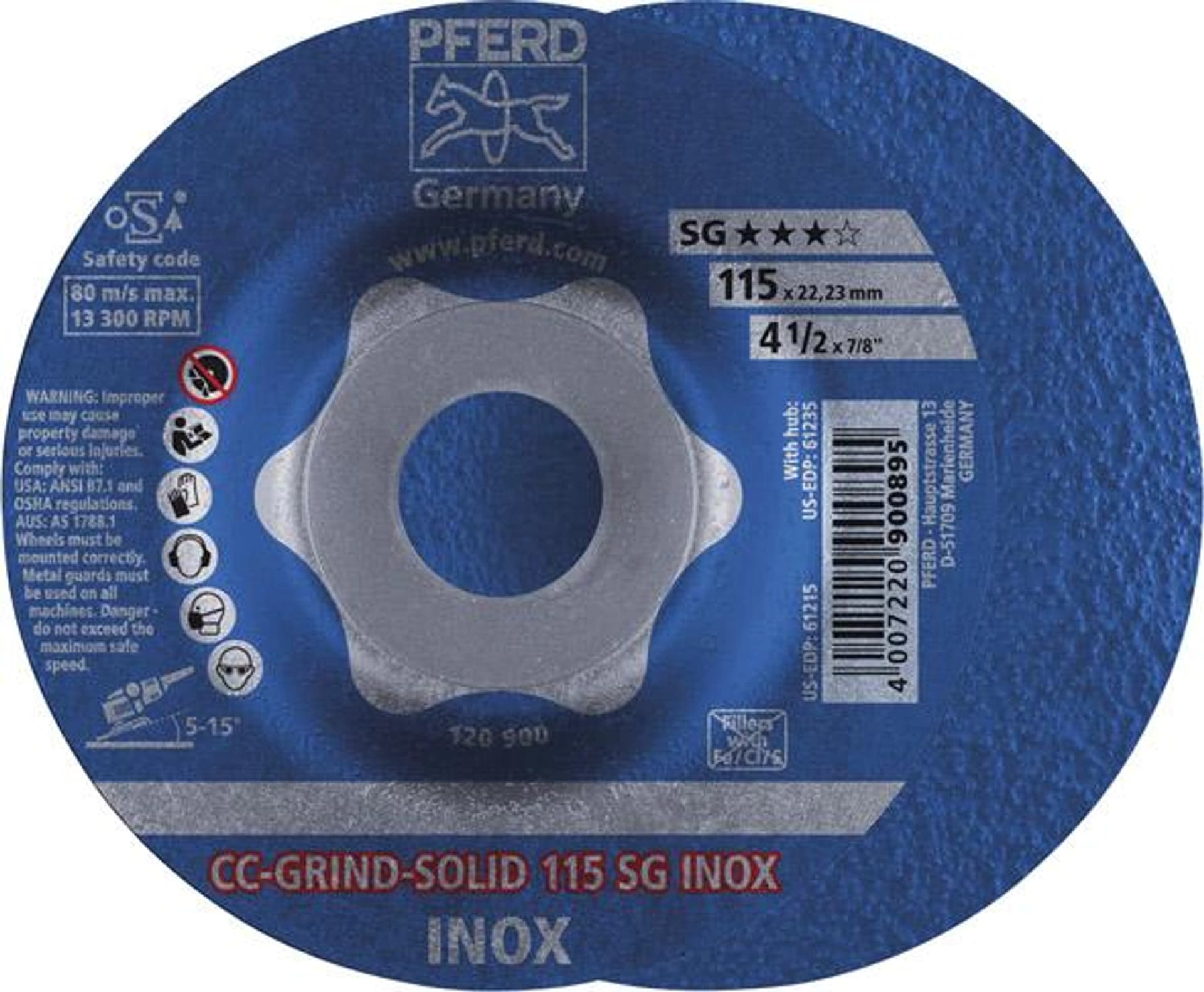 

Sciernica tarcz.CC-GRIND Solid SG INOX 115mm PFERD