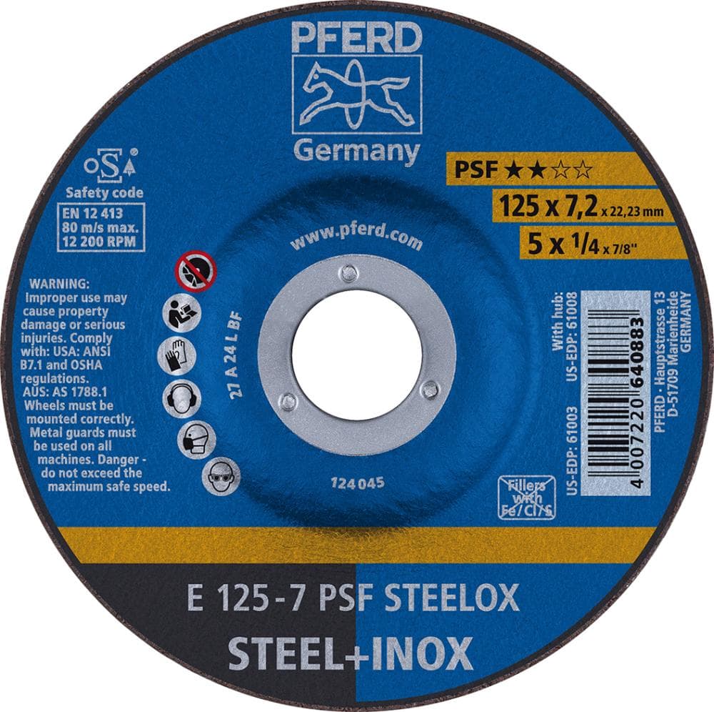

Tarcza scierna do obr. zgrubnej, odsadzona PSFSTEELOX 115x7mm PFERD