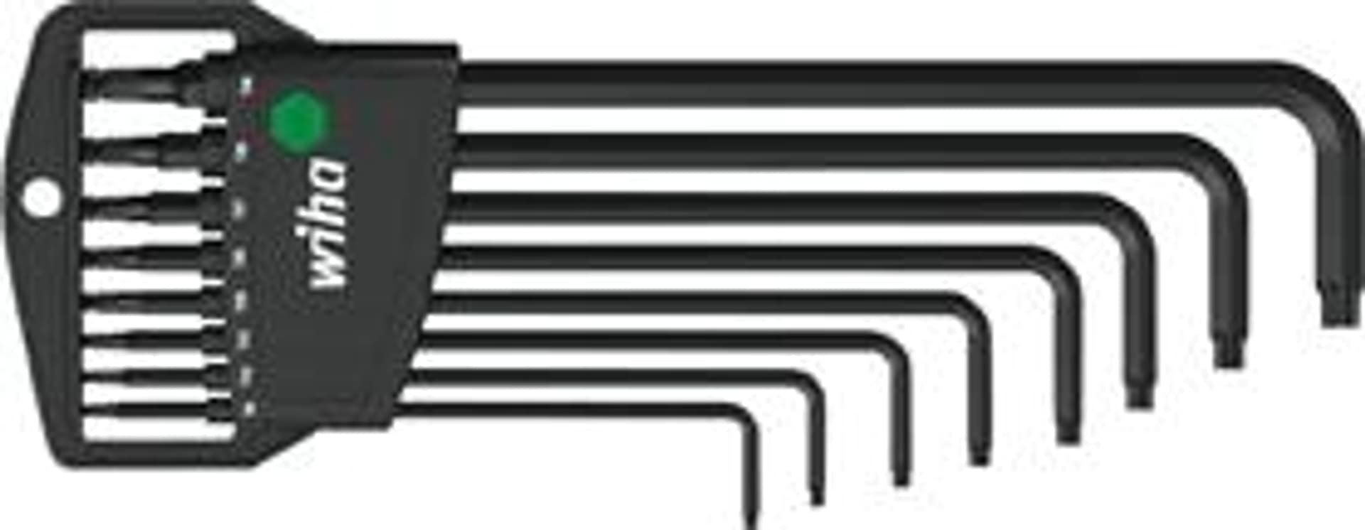 

Zestaw kluczy trzpieniowych kątowych TORX®, z główką kulistą T9-T40mm 8-części Wiha