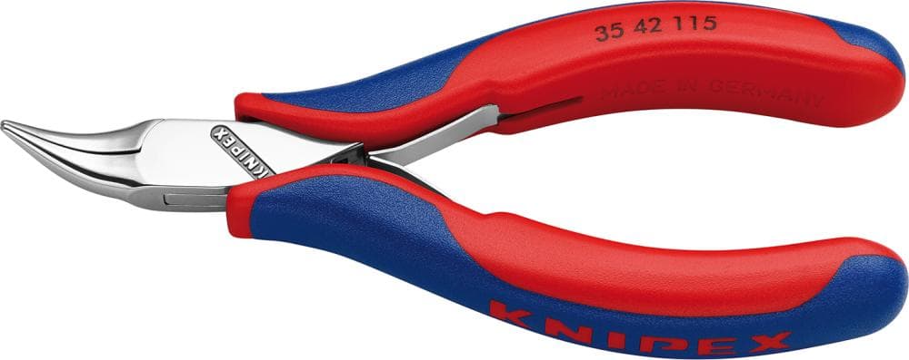 

Szczypce chwytające płasko-okrągłe dla elektroników, 115mm, wygięte 45°, 35 42 115, KNIPEX
