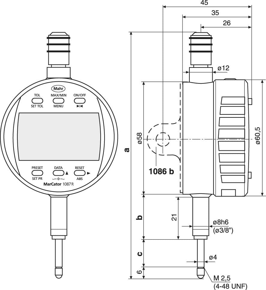 

Czujnik zegarowy,elektr.,1087 R-HR 12,5 mm (0,5") 0,001 mm MAHR, 0.5") 0.001 mm mah