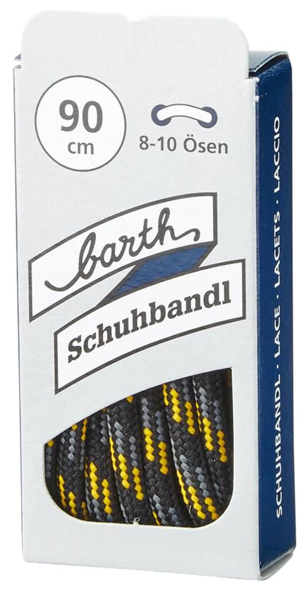 

Sznurowadła, 90 cm, okrągłe, czarno-szaro-żółte (6 par)