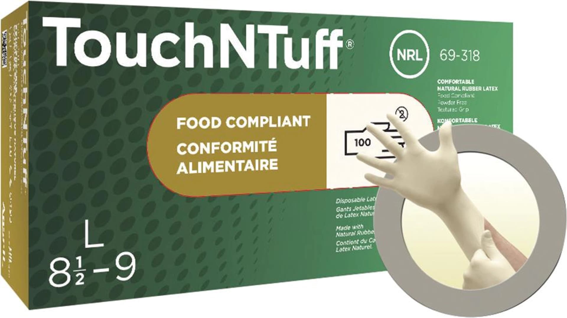 

Rękawice lateksowe jednorazowe TouchNTuff 69-318, rozmiar 7,5-8 (100 sztuk) Ansell, 100 sztuk) ansel