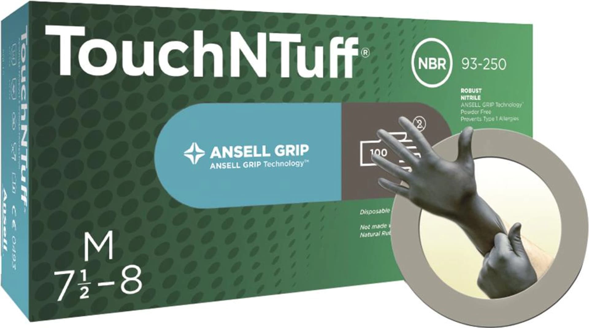 

Rękawice nitrylowe jednorazowe TouchNTuff 93-250, rozmiar 7,5-8 (100 sztuk) Ansell, 100 sztuk) ansel