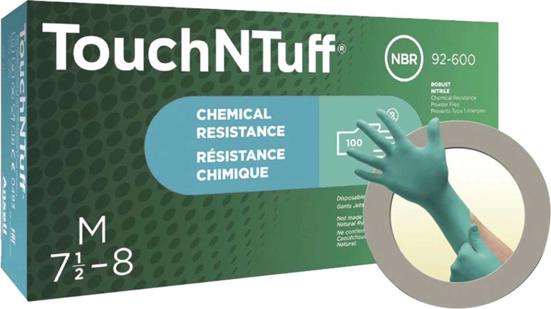 

Rękawice nitrylowe jednorazowe TouchNTuff 92-600, rozmiar 8,5-9 (100 sztuk) Ansell, 100 sztuk) ansel