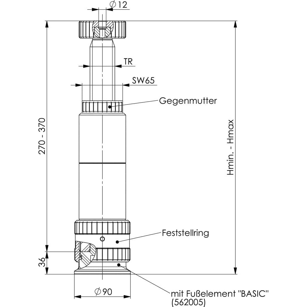 

Podpórka śrubowa od systemu modułowego 6425S-406mm AMF