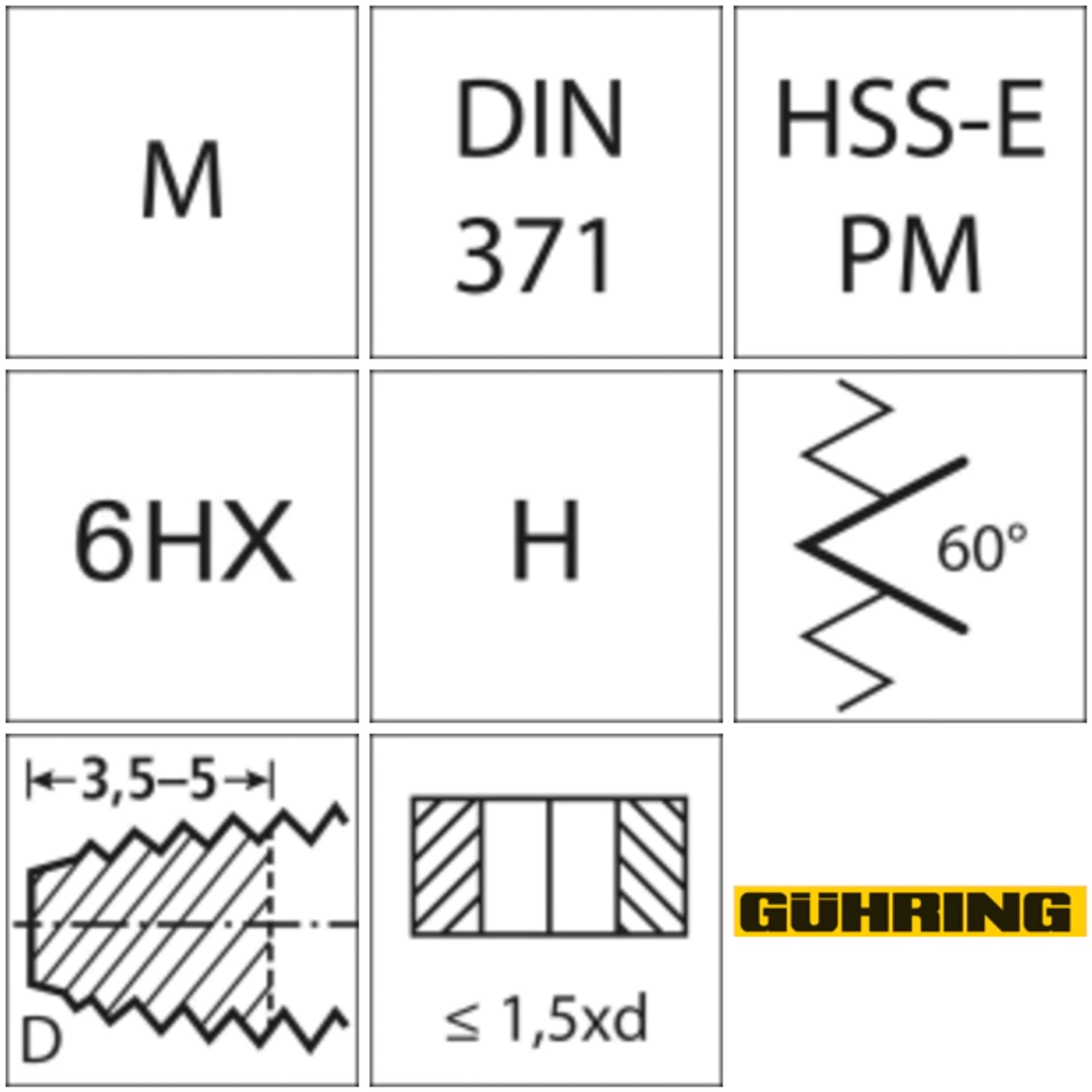 

Gwintownik maszynowy DIN371 HSSE-PM TiCN HRC55kszt.D M5 GÜHRING