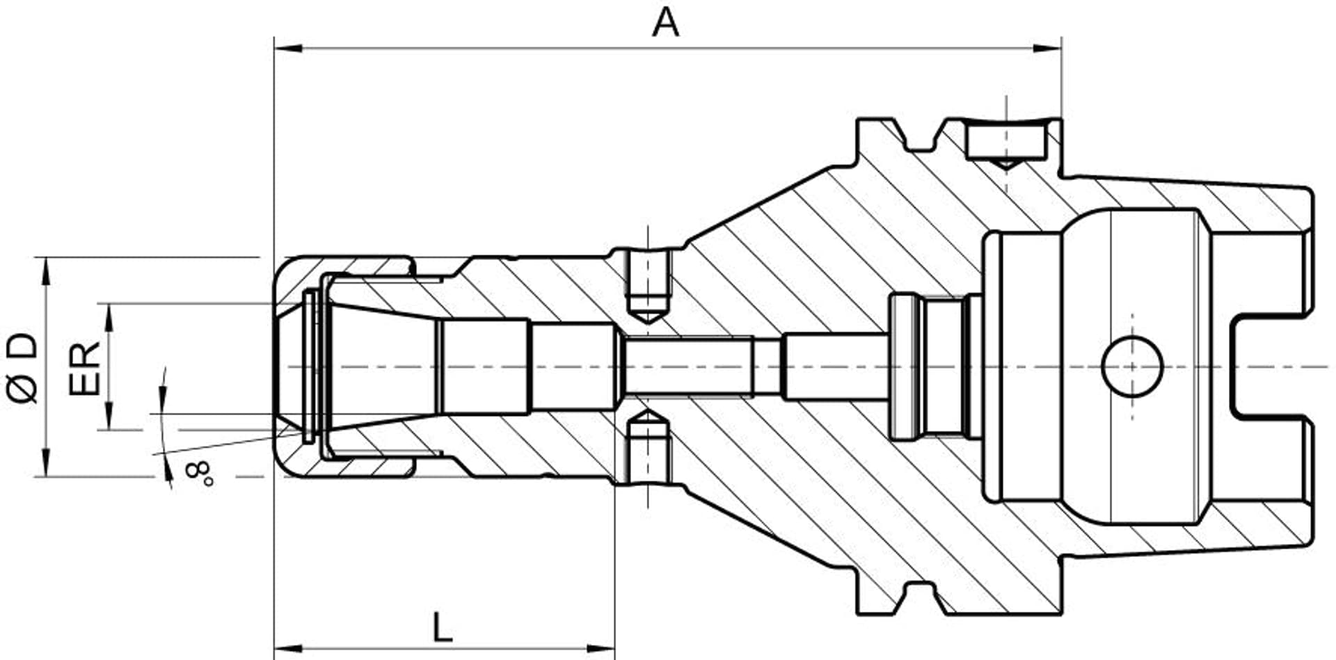

Oprawka do tulejek zaciskowych DIN69893A HSK-A63 ER16x100 HAIMER