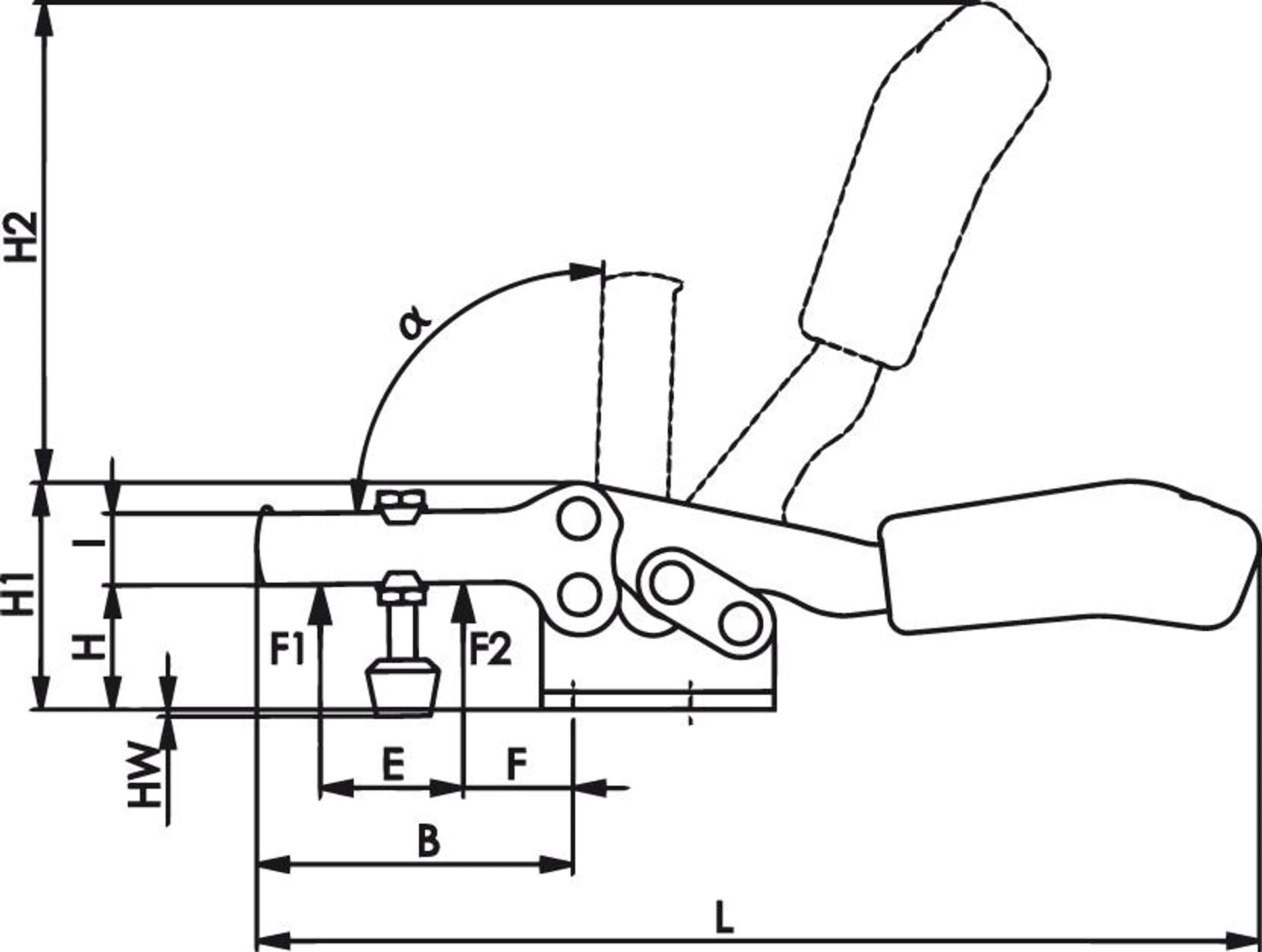 

Docisk szybkomocujący poziomy plus, wielkość 4 AMF