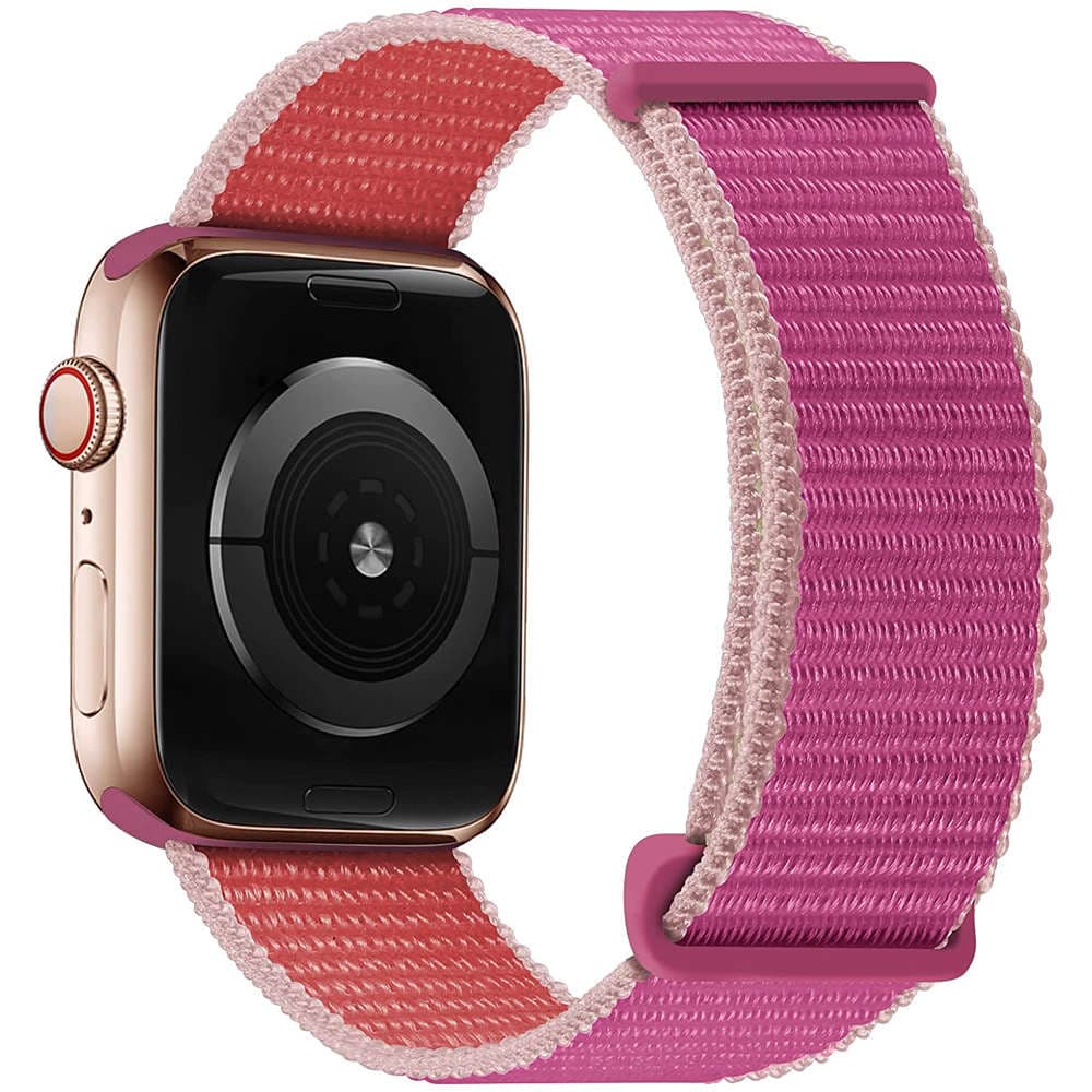 

Pasek Alogy Nylon Strap z rzepem do Apple Watch 1/2/3/4/5/6/7/8/SE (38/40/41mm) Różowy, 38/40/41mm) różow