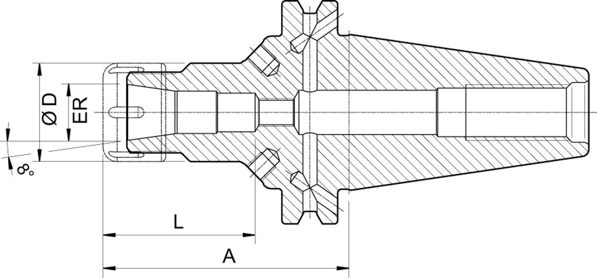 

Oprawka do tulejek zaciskowych DIN69871ADB SK40-ER32, dluga HAIMER