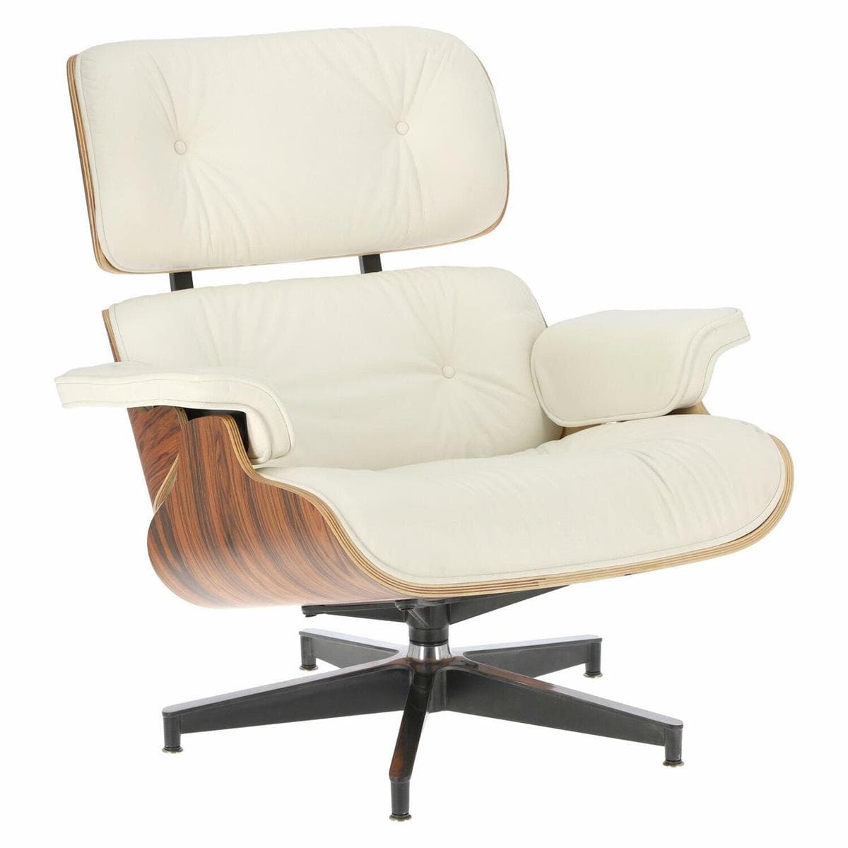 

Fotel Vip z podnóżkiem biały/rosewood/ srebrna baza